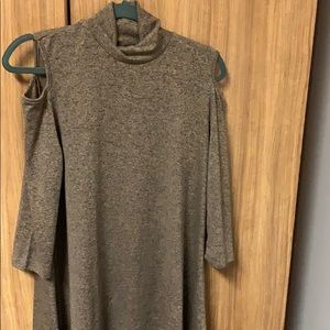 Cold shoulder turtle neck tunic